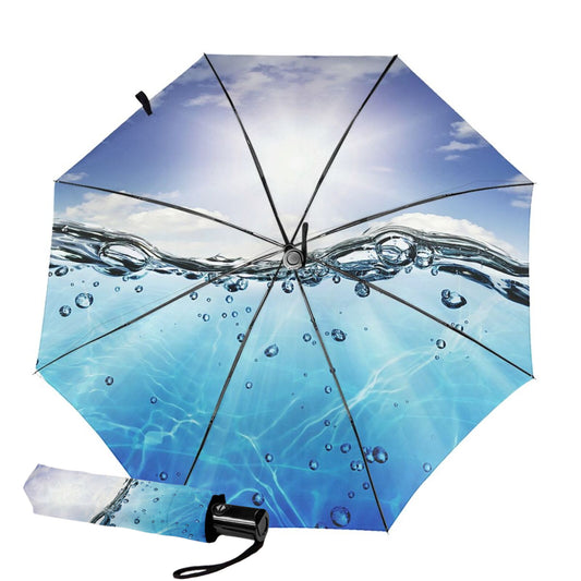 Automatic Folding UV Umbrella With Sunshine And Water Drops Design Inside