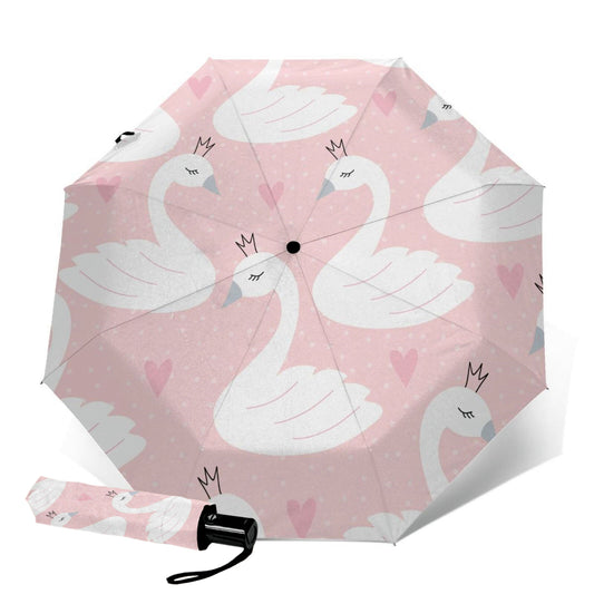 Parapluie compact imprimé cygne blanc