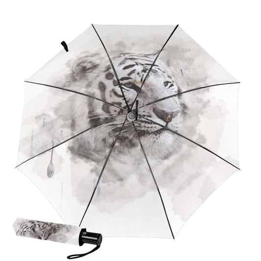 UV Protection Folding Travel Umbrella With Tiger Design Inside