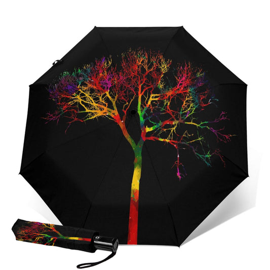 Kleiner Reiseschirm mit Baummotiv-Aufdruck