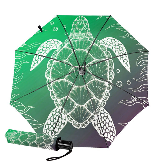 Automatic UV Blocking Small Compact Umbrella With Turtle Design Inside