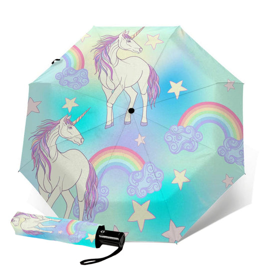 Parapluie de voyage pliable licorne arc-en-ciel