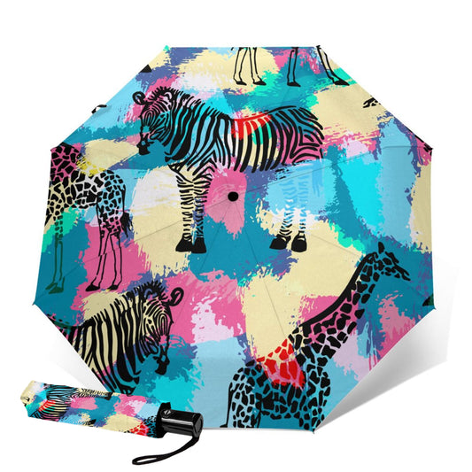 Parapluie de voyage pliable à imprimé zèbre