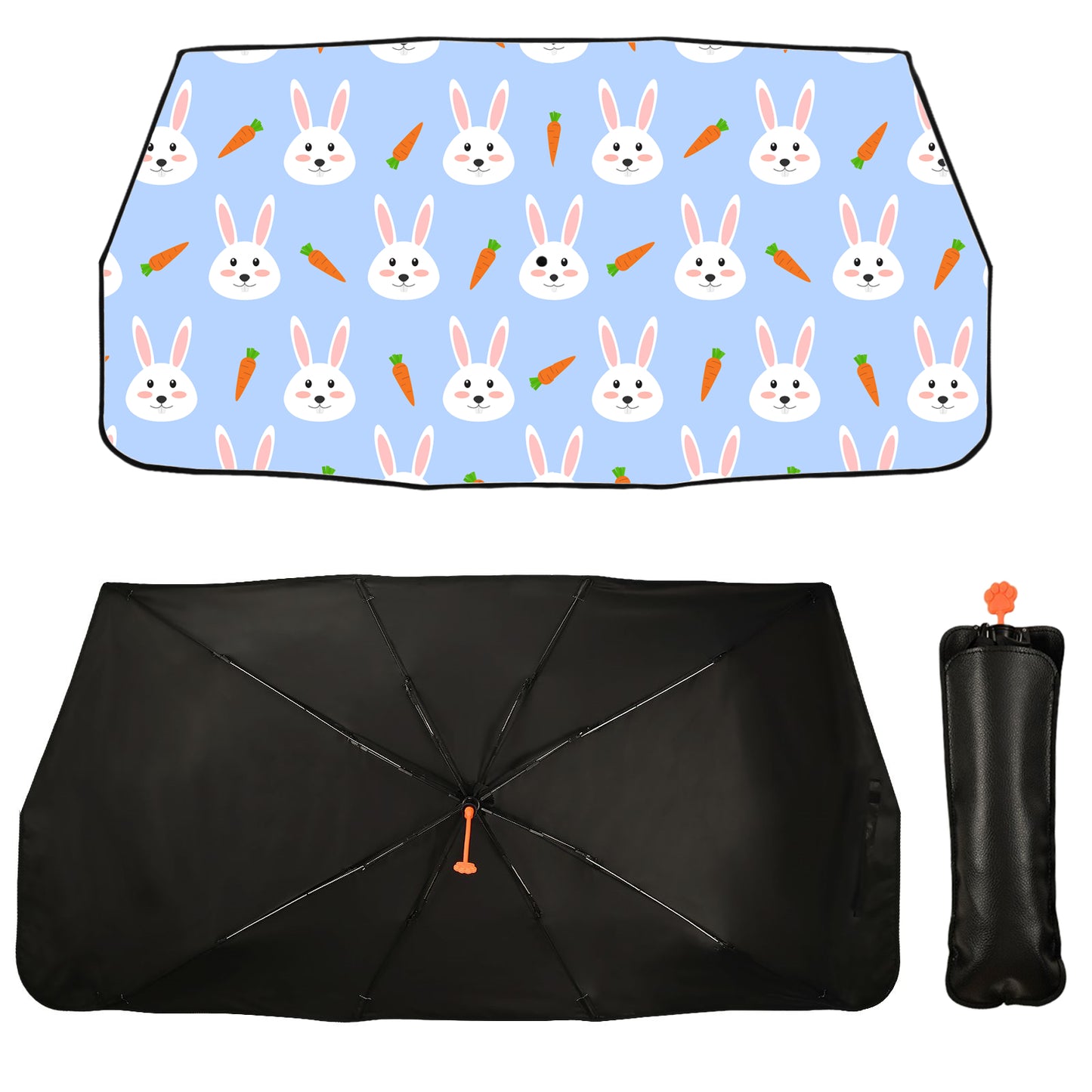 Pare-brise pare-soleil style parapluie lapin mignon