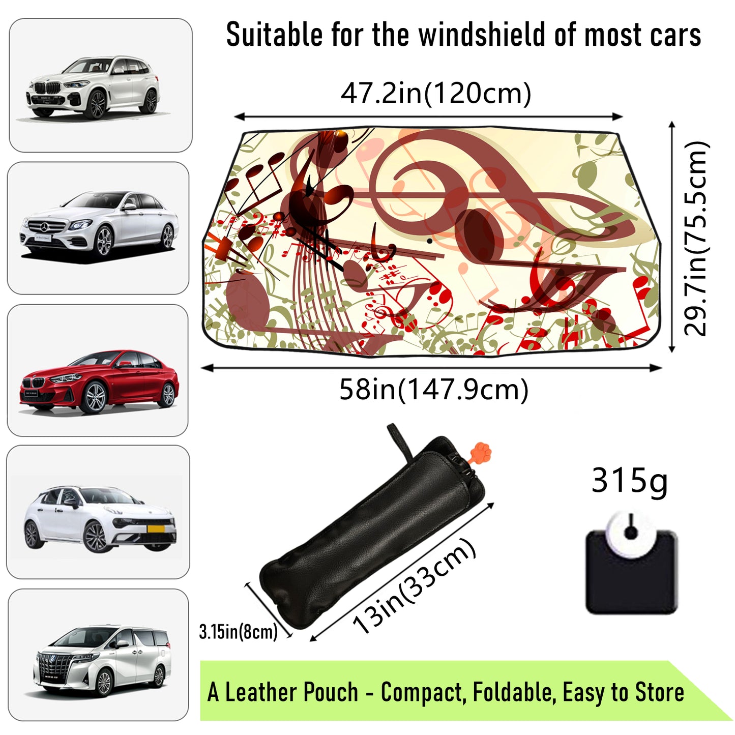 Auto-Windschutzscheibenschirm mit Musik-Design