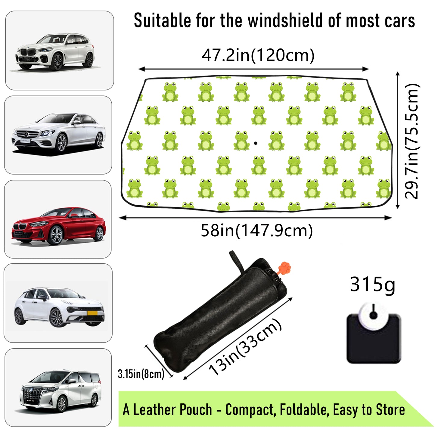 Cute Frog Car Windshield Sun Shade