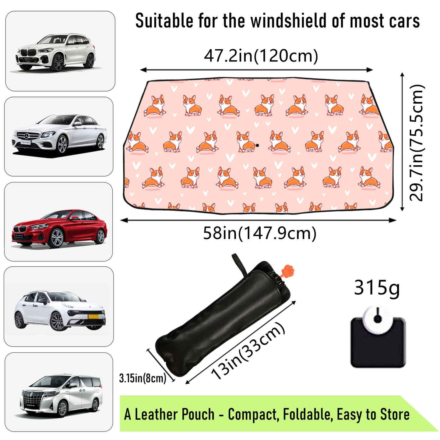 Pare-soleil de pare-brise de voiture Corgi Design