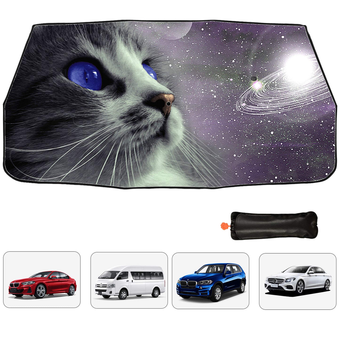 Pare-soleil pliable pour pare-brise de voiture Space Cat