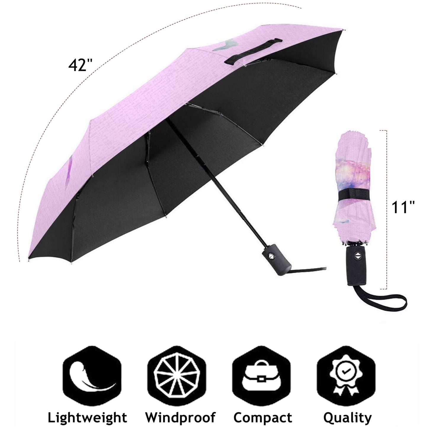 Pink Unicorn Foldable Umbrella