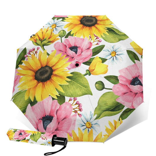 Faltbarer Reiseschirm mit Sonnenblumenmotiv