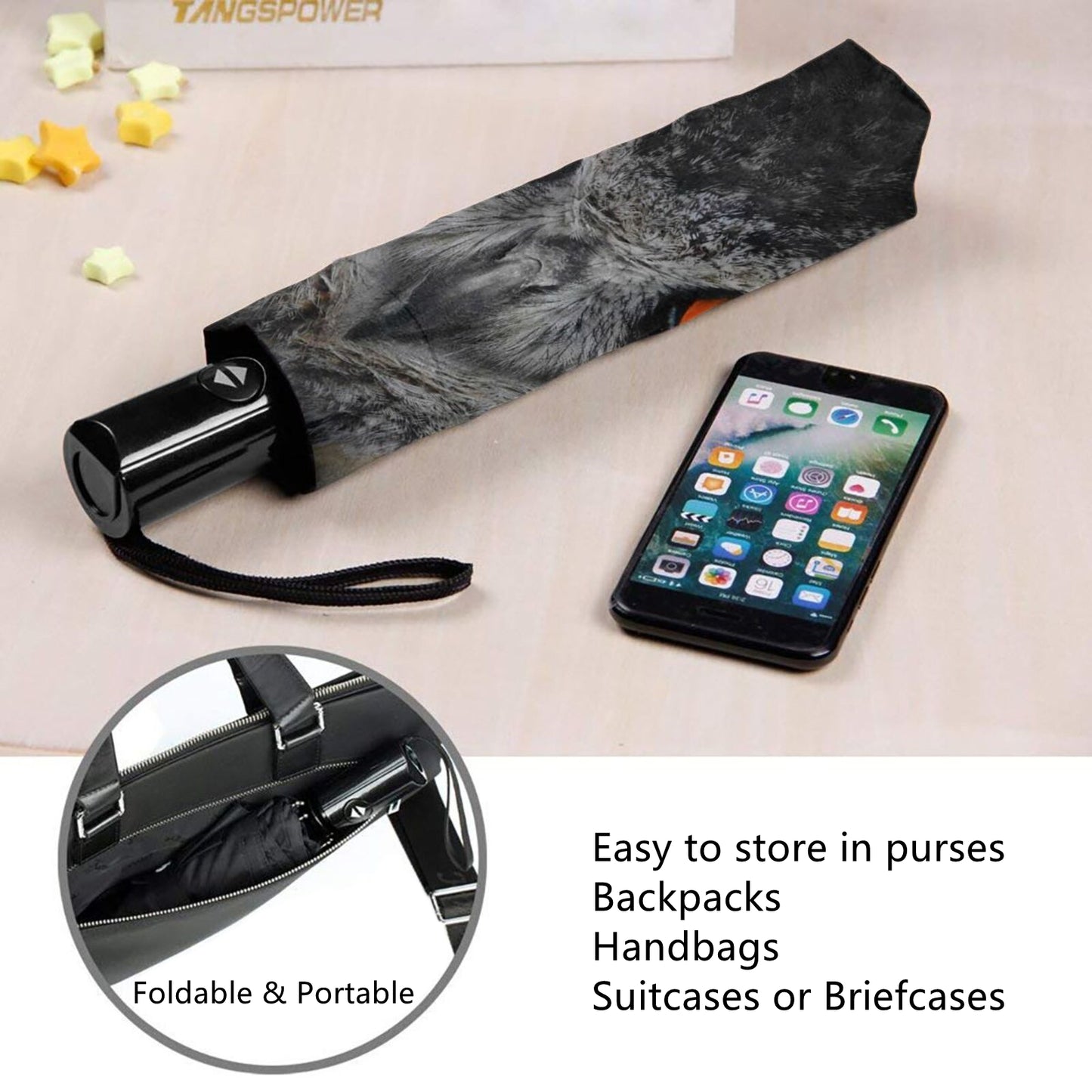 Small Travel Umbrella With Hawkeye Print Inside