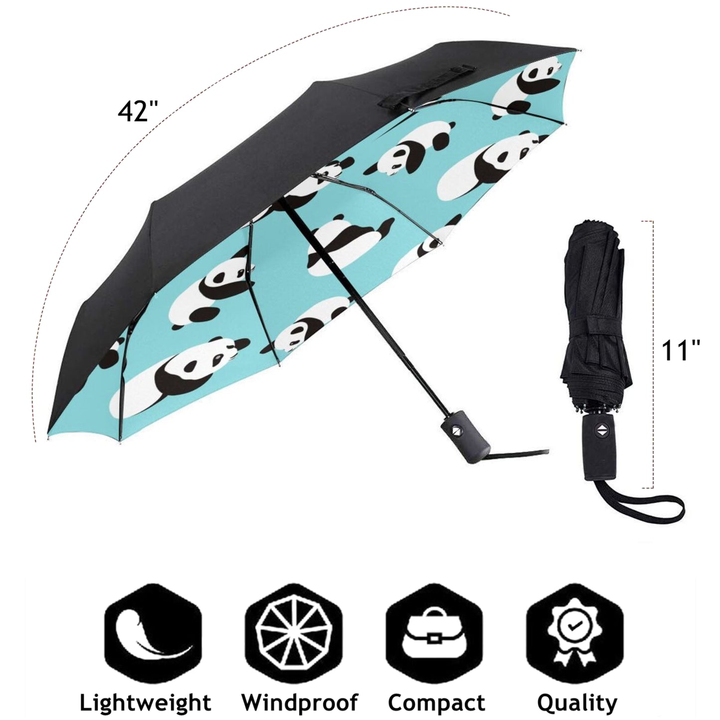 Small Compact Umbrella With Panda Design Inside