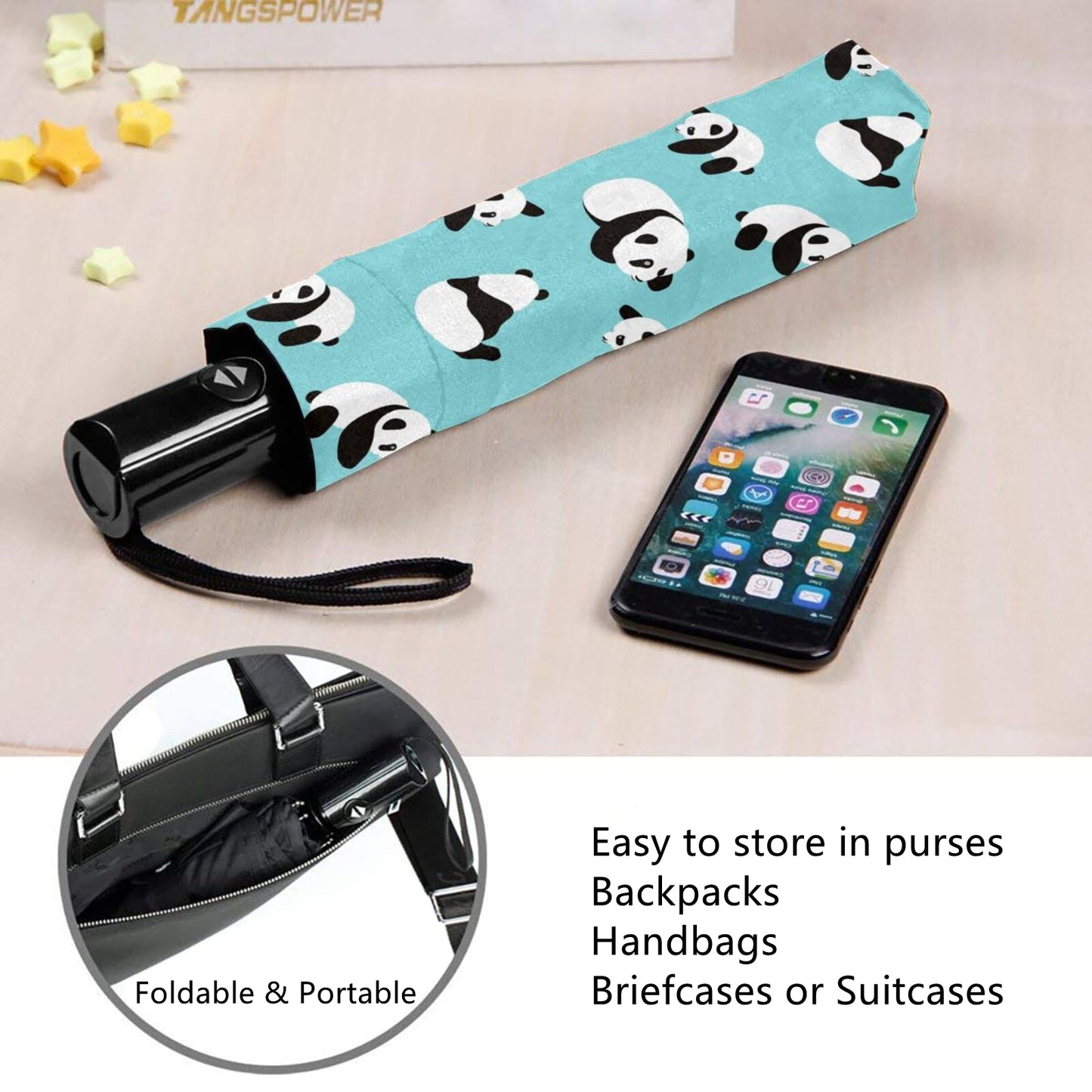 Small Compact Umbrella With Panda Design Inside