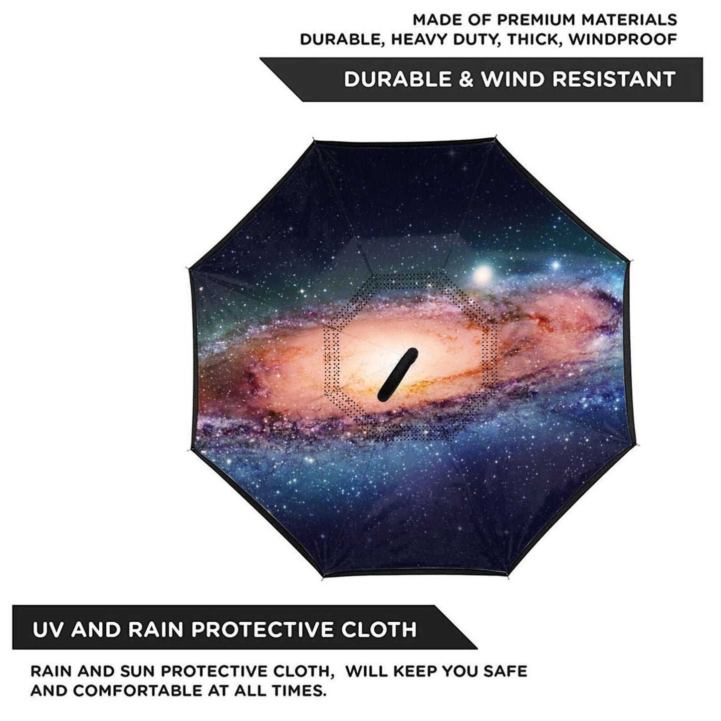 Parapluie inversé imprimé galaxie
