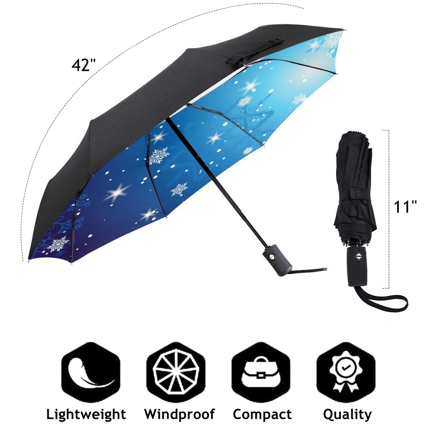 Compact Umbrella With Christmas Elements Inside