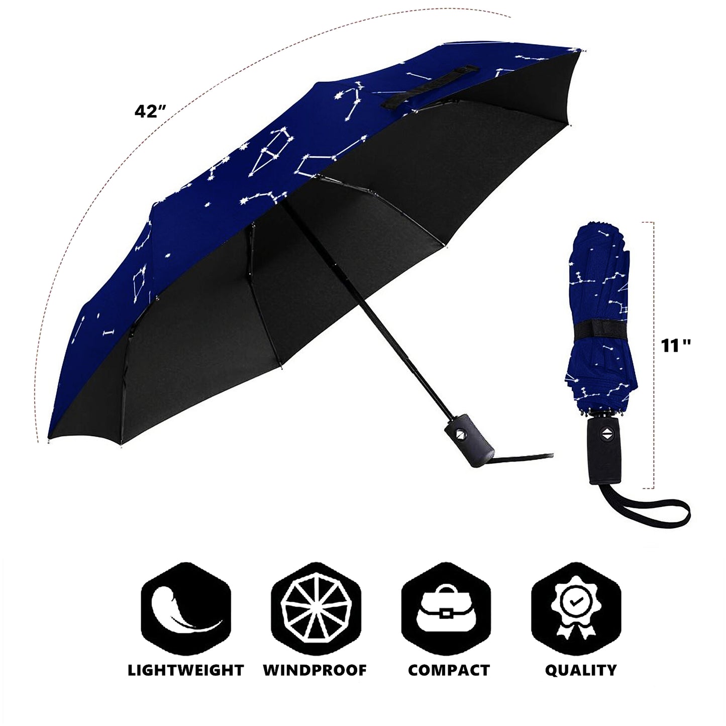 Parapluie pliable anti-UV au design nuit étoilée