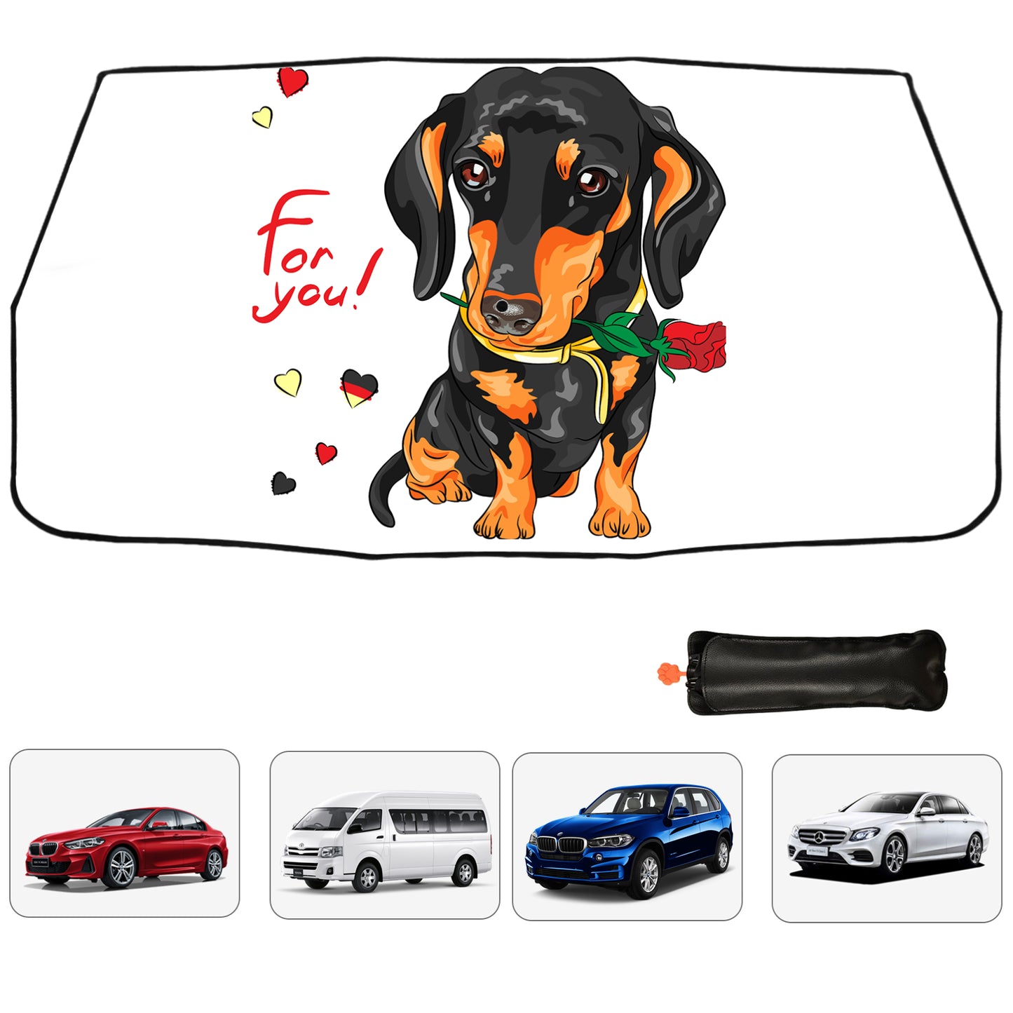 Niedlicher Sonnenschirm fürs Auto mit Hunde-Print