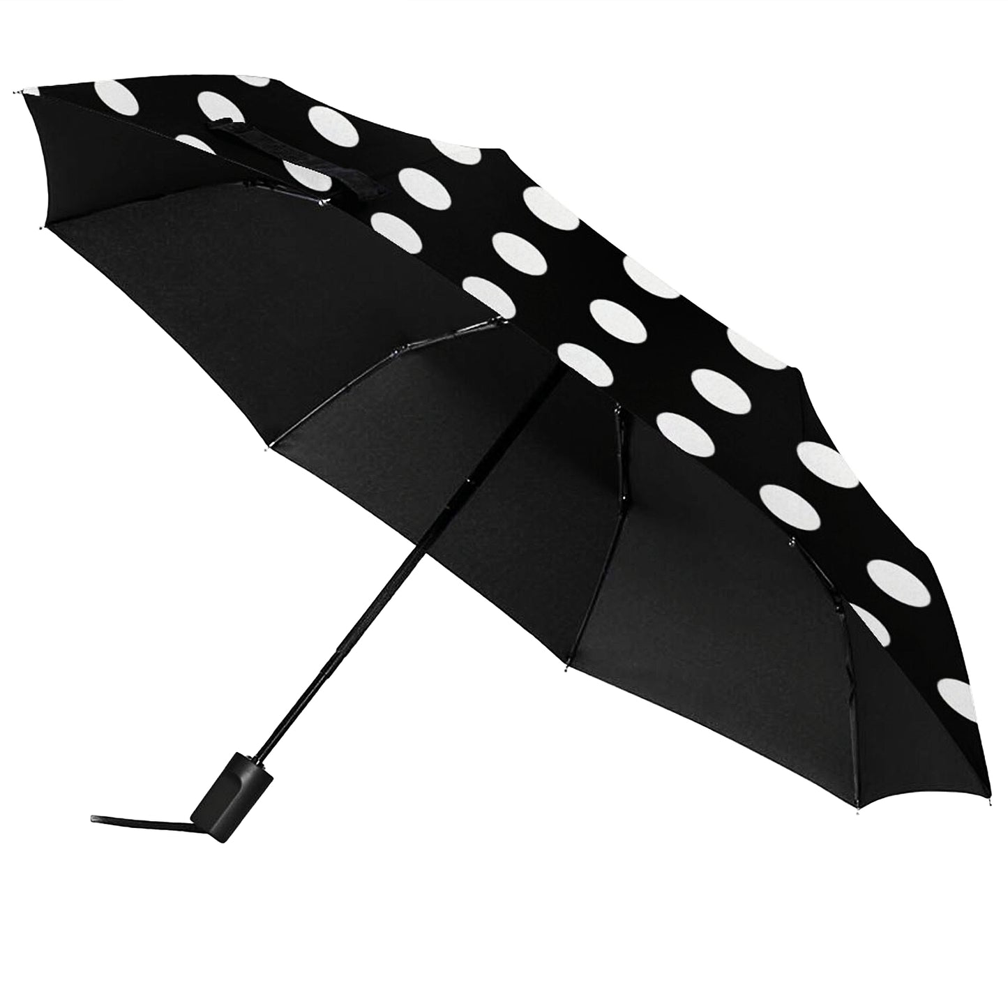 Parapluie pliant manuel à pois noirs et blancs