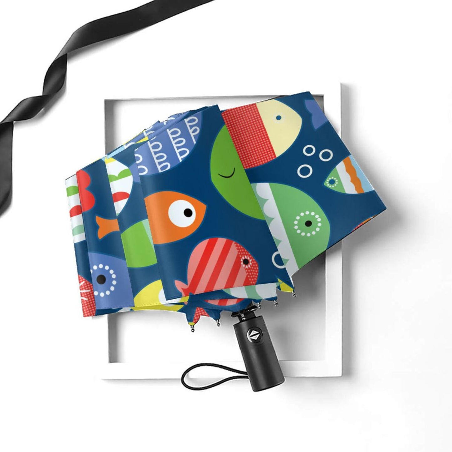 Faltbarer Mini-Regenschirm mit Anime-Fisch-Aufdruck